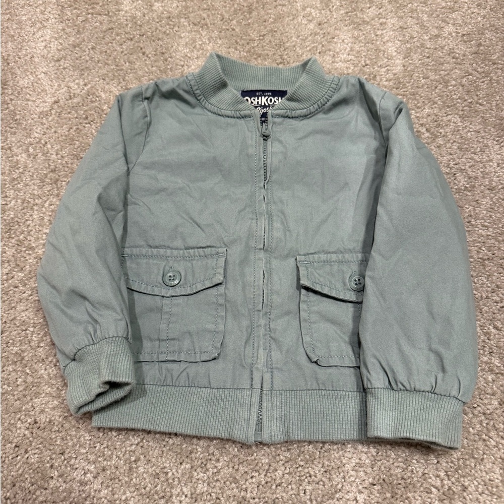Kids Light Green Gray Bomber Jacket - Picture 2 of 2
